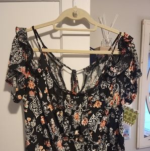WHBM Floral Cold Shoulder Blouse